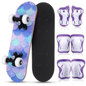 lot 19670 image: Honoson 7 Pcs Skateboard for Toddlers Beginners Knee Elbow Pads Wrist Guards Gear Set(Mermaid Scales,Age 2-5 Kids 17 x 5)