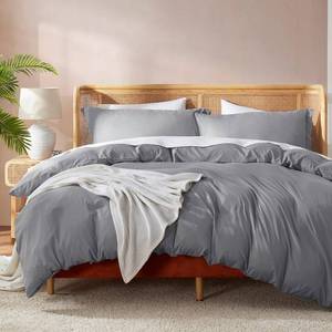 lot 19679 image: Nestl Grey California King Duvet Cover Sets - Soft Double Brushed Cal King Duvet Cover, 3 Piece, with Button Closure, 1 Duvet Cover 104x98 inches and 2 Pillow Shams