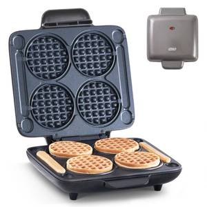 lot 19684 image: Dash Multi Mini Waffle Maker - Makes Four Waffles at Once for Family Breakfasts - Dual Nonstick Heating Plates & Easy-Release Surface - Compact & Fast-Heating - Graphite (Used)