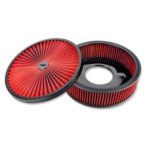 lot 19686 image: IMOOA 14 x 4 Round Air Cleaner with Red Washable Element & Black Trim For Chevy Ford Mopar