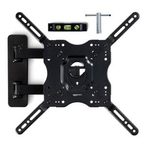 lot 19717 image: Amazon Basics Full Motion Articulating TV Wall Mount, with Swivel and Tilt, for 26 to 55 TVs and Flat Panels up to 80 Lbs, VESA Compatible, Single Stud, Black