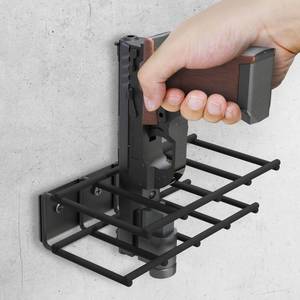 lot 19750 image: UNITEDPOWER Wall Mount Pistol Rack, 4 Handgun Holder for Gun Cabinet Storage, Revolvers Safe Organizer, Metal Gun Stand Fit Most Pistols With Laser Sights