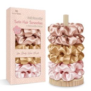 lot 20389 image: BONNET QUEEN Satin Scrunchies for Women, No Crease Silk Hair Ties & Holder, Soft Silk Hair Scrunchies for Sleeping & Everyday Use, Ponytail Holders, Gentle Headwear Hair Accessories 6 Pack, Multicolor