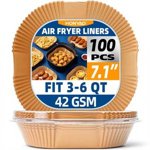 lot 20391 image: Air Fryer Paper Liners for 4 qt  5 qt  6 qt, Thickened Square Disposable Liner Compatible with NinjaChefmanCosoriInstant Pot and other 4q-6qt Airfryer (8.3 on Top)