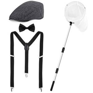 lot 20396 image: JcHrmers 3 Pcs Halloween Dog Catcher Costume Set Include Hat Bowtie Suspenders and Butterfly Net for Men Women Dress Up