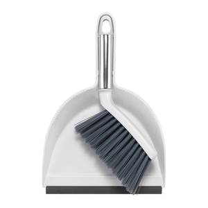 lot 20404 image: NACENA Mini Broom and Dustpan Set, Small Dust Pan and Brush Set with Handle Dustpan Teeth for Cleaning Hair Suitable for Office Desks Drawers Sofas Outdoor Camping, White & Gray