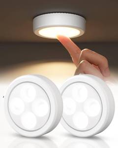 lot 20409 image: EZVALO LED Puck Lights, Rechargeable Battery Touch Light, 2.5 Mini Tap Lights, Wireless Closet Light, Under Cabinet Lighting, 3 Color Temps, Stick On Lights Kitchen,Closet,Pantry(2 Pack)