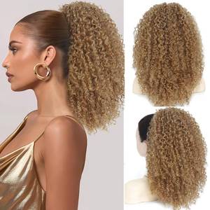 lot 20418 image: Civrie 14Inch Curly Ponytail Extension, Kinky Curly Drawstring Ponytail For Black Women,100% Pure Protein Silk Curly Ponytail Extension Like Human Hair,Hair Drawstring Ponytail For Daily