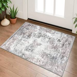 lot 20430 image: Lansny Small Abstract Area Rug 2x3 Entryway Rug Washable Door Mat Indoor Entrance, Washable Throw Rugs Non-Slip, Soft Beige Grey Kitchen Rugs Thin Print Faux Wool Floor Carpet for Foyer Front Door