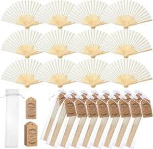 lot 10281 image: Bamboo Paper Folding Fans 22 pack with bags for each