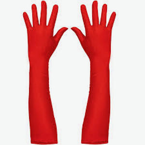 lot 12445 image: Red Satin Evening Gloves