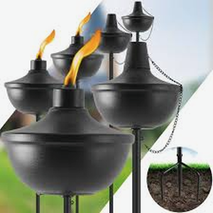 lot 15096 image: ZSZMFH Home Garden Torch Set of 6, Large Capacity 23.5oz Outdoor Metal Torch Garden D�cor,55-Inch Upgraded Citronella Torches with 3-Prong Grounded Stake, Table Top Torches for Party Patio Pathway