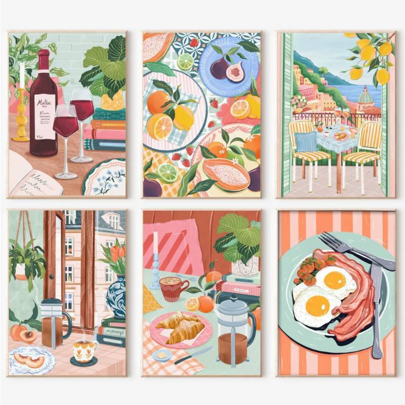 lot 43491 image: cupmod 6 Packs Paint by Numbers Kit for Adults,Coffee DIY Acrylic Oil Painting Paint by Numbers Kits on Canvas,Adults Paint by Numbers Kits Drawing Paintwork for Home Decor 9.8x13.8inch - Retail $25