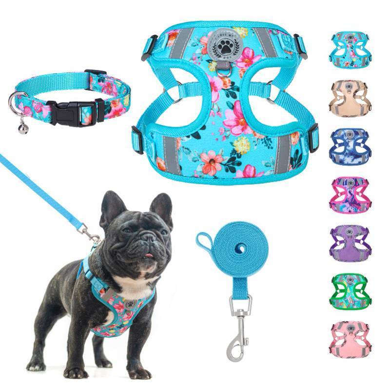 lot 48748 image: BEAUTYZOO Step in Dog Harness Collar and Leash Set for Small Medium Large Dogs, No Pull No Choke Puppy Harness, Soft Mesh Reflective Pet Padded Vest Adjustable for Doggie Girl or Boy,French Bulldog