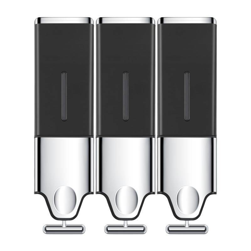 lot 32198 image: EHORIA 3-in-1 Quadrate Dispensers for The Shower,Shower soap Dispenser,Conditioner Dispenser, Shampoo Dispenser,No Drilled Wall Mounted Distributor,Hotel,Bathroom,Home - Retail $40