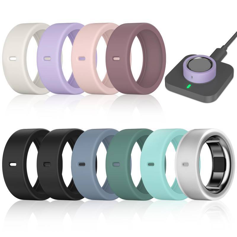 lot 41806 image: 10 Pack Ring Cover Compatible with Oura Ring Gen 44 Ceramic, Oura Ring Gen 3 HorizonHeritage, Support Charging with Cover on, Anti-Scratch Elastic Silicone Ring Protector for Men Women Working Out - Retail $12