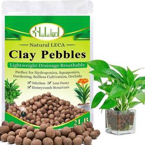 lot 19515 image: Halatool 2 LB Expanded Clay Pebbles for Plants 4mm-16mm Clay Balls 100% Organic Hydroton Leca Balls for Indoor Plants Hydroponic Growing Gardening Orchids Drainage Decoration Aquaponics - Retail $9