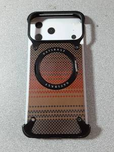 lot 19526 image: OATSBASF Frameless for iPhone 17 Pro Max Case, Sleek Minimalist Protective Shock Absorption Aerospace Grade Shells with 360° Rotating Kickstand, Wood Grain-Natural Titanium - Retail $43