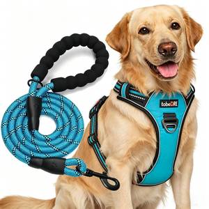 lot 19533 image: No Pull Dog Harness Adjustable Reflective Oxford Easy Control Medium Large Dog Harness with A Free Heavy Duty 5ft Dog Leash - Retail $20