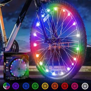 lot 19536 image: Activ Life LED Bike Wheel Lights with Batteries Included, Get 100% Brighter and Visible from All Angles for Ultimate Safety & Style (1 Tire Pack, Multicolor) - Retail $18