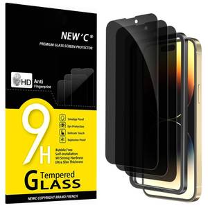 lot 19543 image: NEWC 2Pack Privacy for iPhone 14 Pro Max Screen Protector (6.7 inches), Anti-Spy Tempered Glass Film,Case Friendly Ultra Resistant, Balanced 28-Degree Privacy Angle-Easy installation tool included - Retail $6