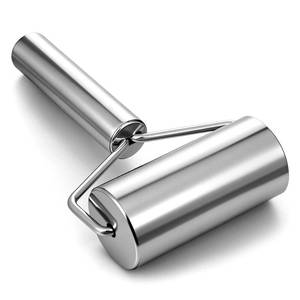 lot 19550 image: Small Mark See Photos Pastry Pizza Roller, Small Rolling Pin Stainless Steel Non Stick Smooth Ergonomic Bakery Tool Rolling Pin Metal Kitchen Utensils for Baking Dough, Pizza, Pie, Pastries, Pasta, Cookies - Retail $9