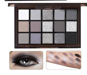 lot 19552 image: LingHaoLH Black Grey Smoky Eyeshadow Palette,15 Colors Matte Shimmer Pigmented Eye Shadow Makeup Palette Glitter Eye Shadow Palette for Daily Halloween Goth Makeup(A) - Retail $7