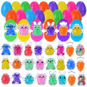 lot 19569 image: 24 Pack Prefilled Easter Eggs with Stress Balls, Easter Rabbit Axolotl Squeeze Balls Squishies Toys Stress Relief for Easter Egg Fillers, Easter Basket Stuffers Party Favor Gifts - Retail $19