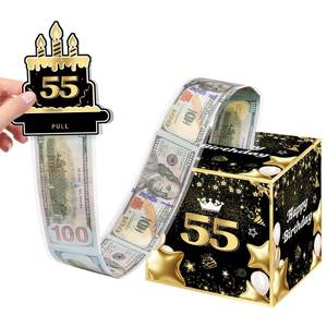 lot 19586 image: Joycard 55th Birthday Money Box, Fun Pull-Out Cash Gift Box for Parties, Ideal for 55th Birthday Surprises (with 35PCS Bags) - Retail $6
