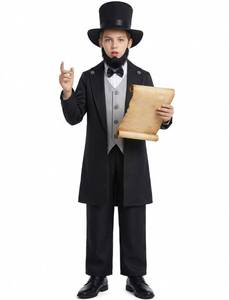 lot 19587 image: Gortykor Kids Abraham Lincoln Costume California Costumes for Boys Presidents Day Halloween Cosplay Costume (8-10 Years) - Retail $41