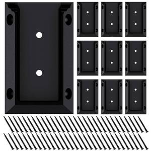 lot 20421 image: Goovilla Deck Railing Bracket Connectors, 2x4 Brackets for Railing Wood Lumber Post, 10 PCS Sturdy Nylon Deck Rail Bracket with 60 PCS Coating Screws for Wooden Stair Fence Railings Handrail, Black - Retail $18
