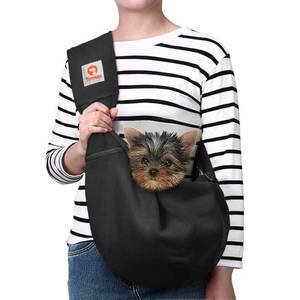 lot 20434 image: Tomkas Small Dog Cat Sling Carrier Puppy Purse Travel Wrap Soft Crossbody Pet Bag (Black, M - Zip Pocket & Adjust Strap) - Retail $36