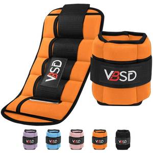 lot 20436 image: VBSD Adjustable Ankle Weights for Men Women, 10lb 1 Pair Leg Weight Straps, Weighted Ankle Weights Set for Gym, Yoga, Jogging, Walking, Aerobics, 1-5 lbs Each Ankle, 1 Pair 2-10 lbs, Orange - Retail $28