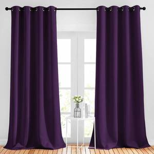 lot 20459 image: NICETOWN Thick Blackout Curtain and Drapes - (52 x 120, Royal Purple, Pack of 2) Thermal Insulated Grommet Top Window Draperies for Bedroom, Block Out Light Curtain Panel
