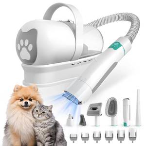 lot 20461 image: Pre Owned Powers On8VR Dog Grooming Kit, Pet Grooming Vacuum with Pet Clipper Nail Grinder, Dog Hair Vacuum with 6 Pet Grooming Tools for Dogs Cats Shedding Grooming - Retail $50