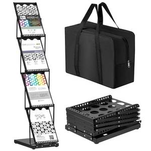 lot 20463 image: Tatuo 1 Piece Foldable Magazine Rack Metal Catalog Literature Rack Portable 4 Pockets Brochure Stand Literature Display Holder Stand for Exhibition Trade Show - Retail $64
