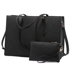 lot 20464 image: LOVEVOOK Laptop Bag for Women, Fashion Computer Tote Large Capacity, Leather Shoulder Bag Purse Set, Professional Business Work Briefcase for Office Lady 2PCs, Fit 15.6 Inch Laptop, Black - Retail $36