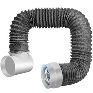 lot 20473 image: Dryer Vent Hose for Tight Space, 90 Degree Dryer Vent Elbow Connector Kit with 6-Layer Flexible Aluminum Duct, Space-Saving 4 Inch Dryer Hose Kit with Elastic Rubber Seal - Retail $27