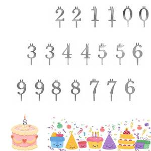 lot 20483 image: Reusable Number Birthday Candle Holder Set - Birthday Cake Candle Holders Set, 0��9 Digital Cake Candle Holders, Silver Metal Number Cake Toppers for Holiday Celebrations and Birthday Parties (2 Sets) - Retail $8