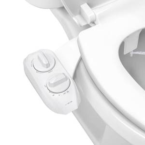lot 20484 image: LUXE Bidet NEO 120 Plus - Single Nozzle, Non-Electric Bidet Attachment for Toilet Seat, Patented Slide-In Install, 360° Self-Clean, EZ-Lift to Clean, Rear Wash (White) - Retail $42