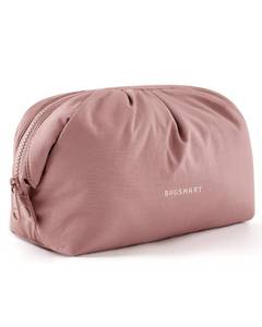 lot 20489 image: BAGSMART Makeup Bag Travel Makeup Bag, Cute Make Up Bag, Large Capacity Cosmetic Bags for Women, Wide-open Makeup Pouch Travel Essentials Toiletries Accessories Brushes (Nude Pink) - Retail $10