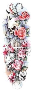 lot 20490 image: 8 Sheets Large Arm Sleeve Tattoo Clock Waterproof Temporary Fake Tatoo Sticker Skull Men Women Totem Tatto(16-QB029) - Retail $14