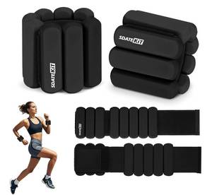 lot 20492 image: Wrist and Ankle Weights for Women & Men 2 Pack (1lb Each), Adjustable Silicone Wearable Arm & Leg Weights for Pilates, Gym, Yoga, Cardio, Strength Training (Black) - Retail $30