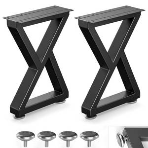 lot 20504 image: Likapop 16 Metal Bench, Desk and Coffee Table Legs, Heavy Duty Furniture Legs, Black End Table Legs (H16 x W11.8, Set of 2) - Retail $32