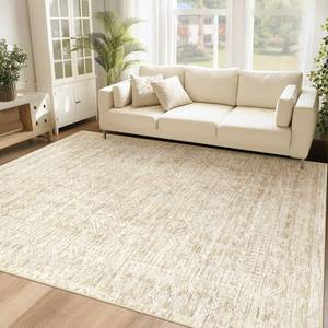 6x9 Area Rugs for Living Room: Washable Moroccan Geometric Boho Rug Farmhouse Non Slip Stain Resistant Large Rug Low Pile Soft Carpet for Bedroom Dining Room Home Office Children Room (Beige,6'x9') - Retail: $60