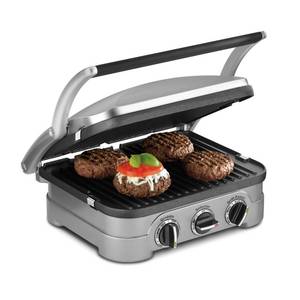 lot 20508 image: Cuisinart Griddler Indoor Grill, Panini Press, Sandwich Maker & More, 5-in-1 Grilling, Dishwasher-Safe Nonstick Cooking Plates, GR-4NNAS, Stainless Steel - Retail $100