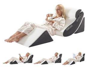 lot 21425 image: 4PCS Orthopedic Bed Wedge Pillow Set for Sleeping, Post Surgery Foam Support Pillows for Back, Neck and Leg Pain Relief, Adjustable Triangle Pillow �� Acid Reflux, GERD & Snoring Recovery, White Grey - Retail $56