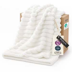 lot 21434 image: Bedsure GentleSoft White Throw Blanket for Couch - Cozy Soft Fleece Summer Throw Blankets for Bed, Cute Small Gift for Women Girls, House Bedroom Decor Aesthetic, Off White, 50x70 Inches - Retail $22