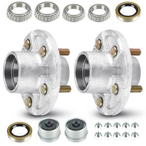 lot 21438 image: SEHNSUCHT Trailer Wheel Idler Hub Kit, 5-Hole, 4.5 Bolt Idler Hub for 3500lb Trailer Axles, Fit 1-116 to 1-38 Tapered Shaft, Trailer Wheel Hub(Set-2 Hot Dip Galvanized, Not Fit Straight Shaft) - Retail $61