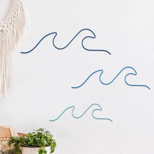 lot 21454 image: Tandefio 3 Pcs Metal Ocean Wave Wall Decor Blue Wave Beach Wall Art Nautical Decor Coastal Sea Surf Board Hanging Summer Seaside Decoration for Bedroom Bathroom Living Room - Retail $12